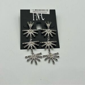 INC International Concepts Silver Starburst Drop Earrings